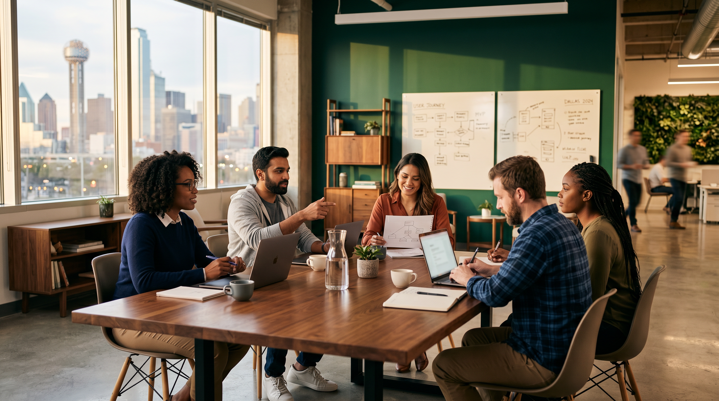 The PayMullet team working together in the Dallas office